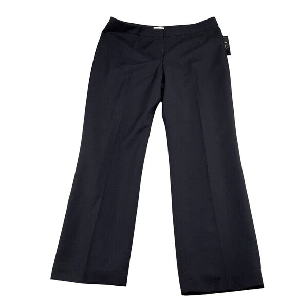 Le Suit Pants Women 16 Black Flat Mid Rise‎ Bootcut Career Suit Trousers NWT - Picture 1 of 14